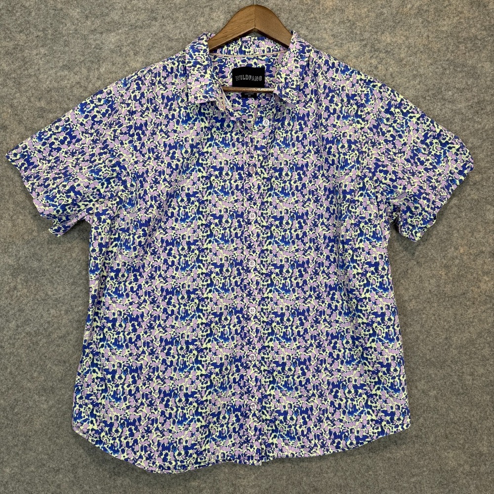 WindFang Button Up Shirt Womens 2X Essential Tailored Geometric Blouse Outdoor